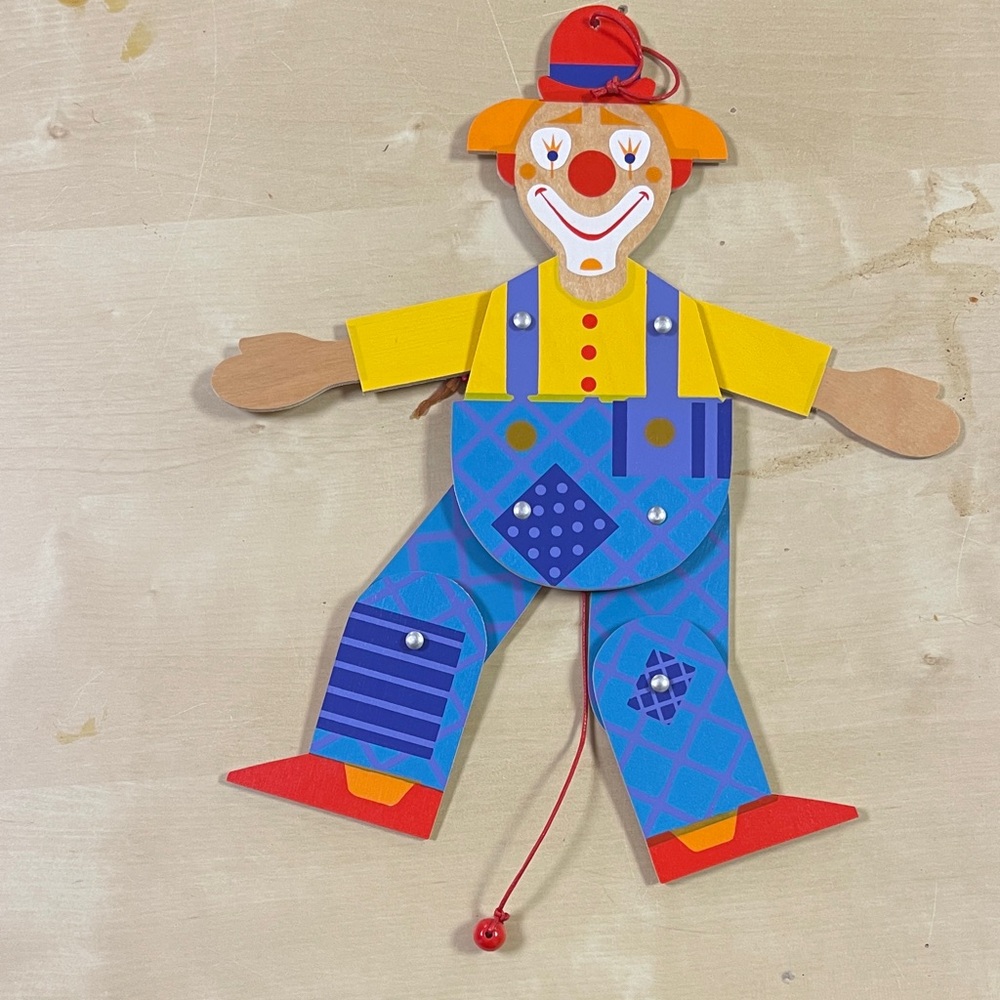 Colorful German Clown Pull Toy
